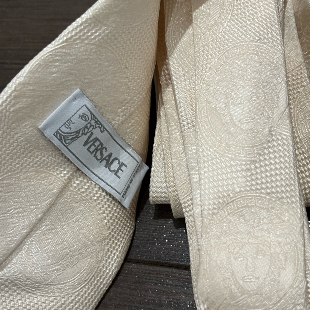 Versace Classic Men's Cream Textured Tie 100% Silk